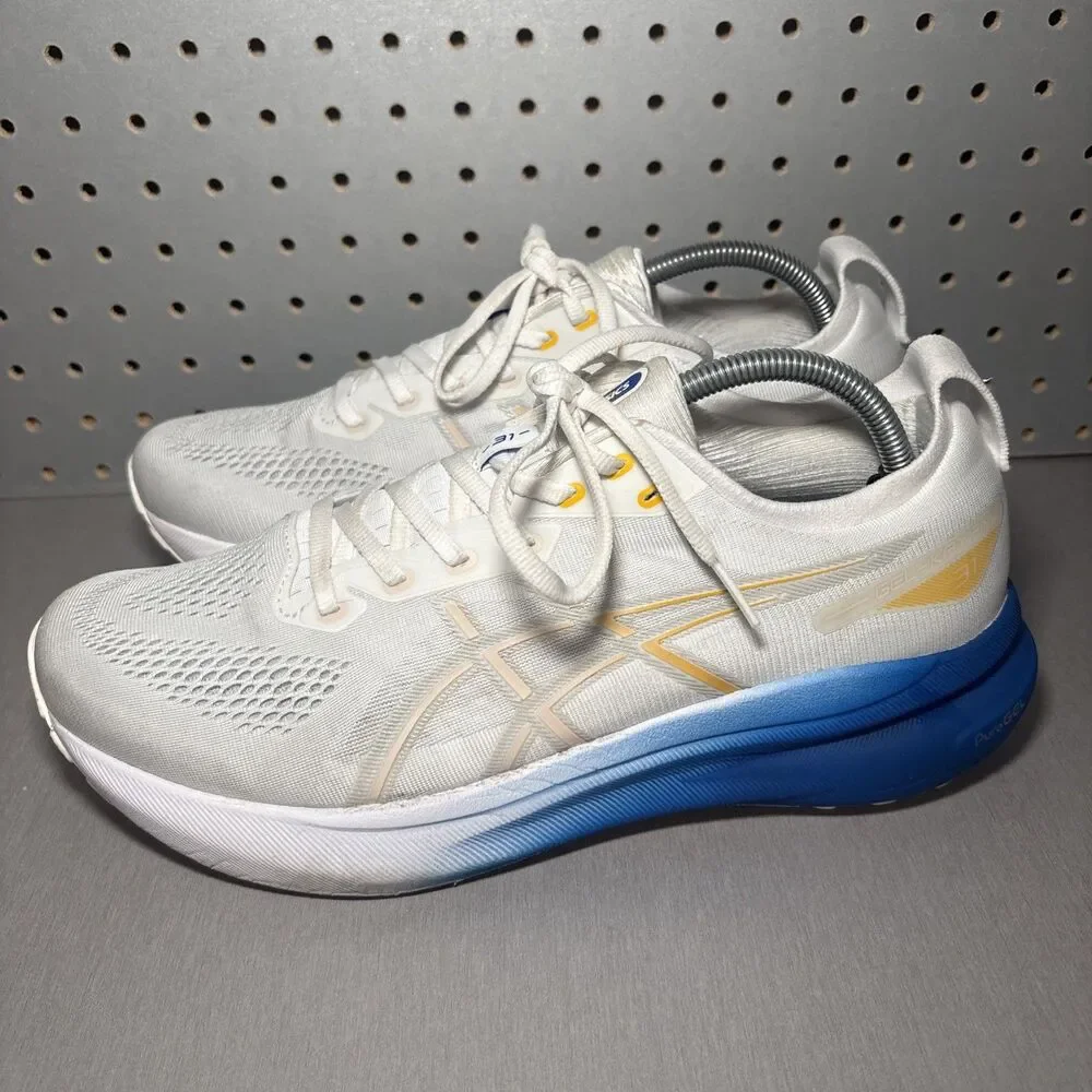 ASICS Gel-Kayano 31 Shoes Mens Size 10 White Blue Running Athletic Sneakers